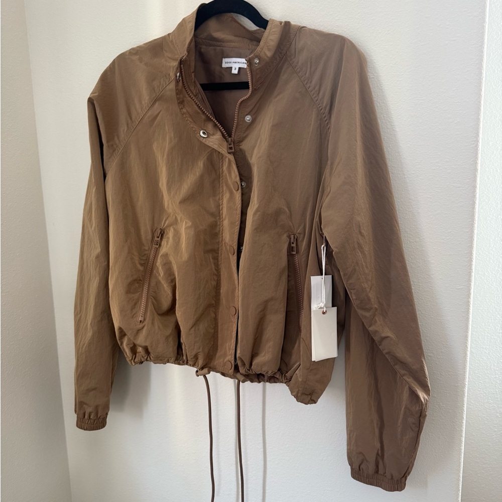 Good American Brown Utility Jacket with Cinched Waist
